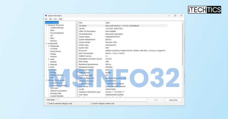 msinfo32 获取有关 Windows 的完整系统报告