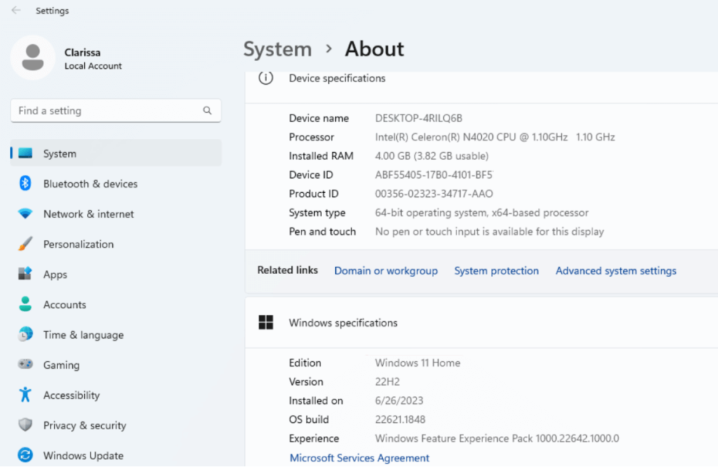 通过设置界面获取 Windows 基本信息