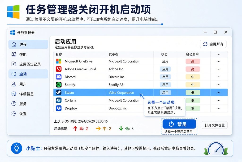 任务管理器关闭启动项